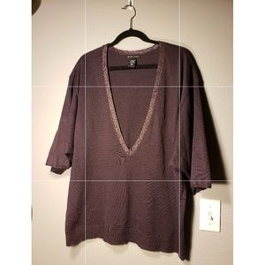Deep Purple V-Neck Sweater top with sequin detail.